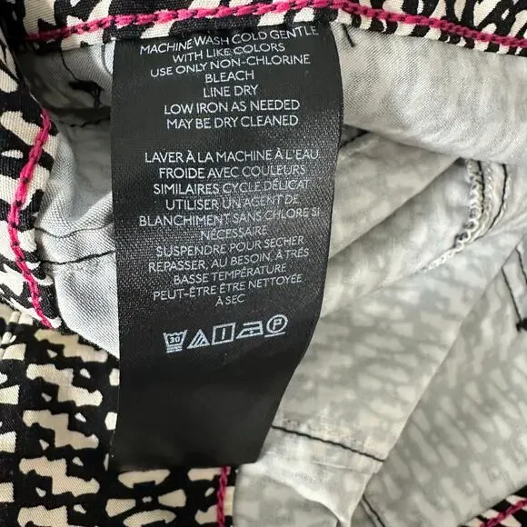 Anthropologie Maeve Colette Cropped Wide Leg Pants | Black White Print | SZ 33T - Picture 12 of 13